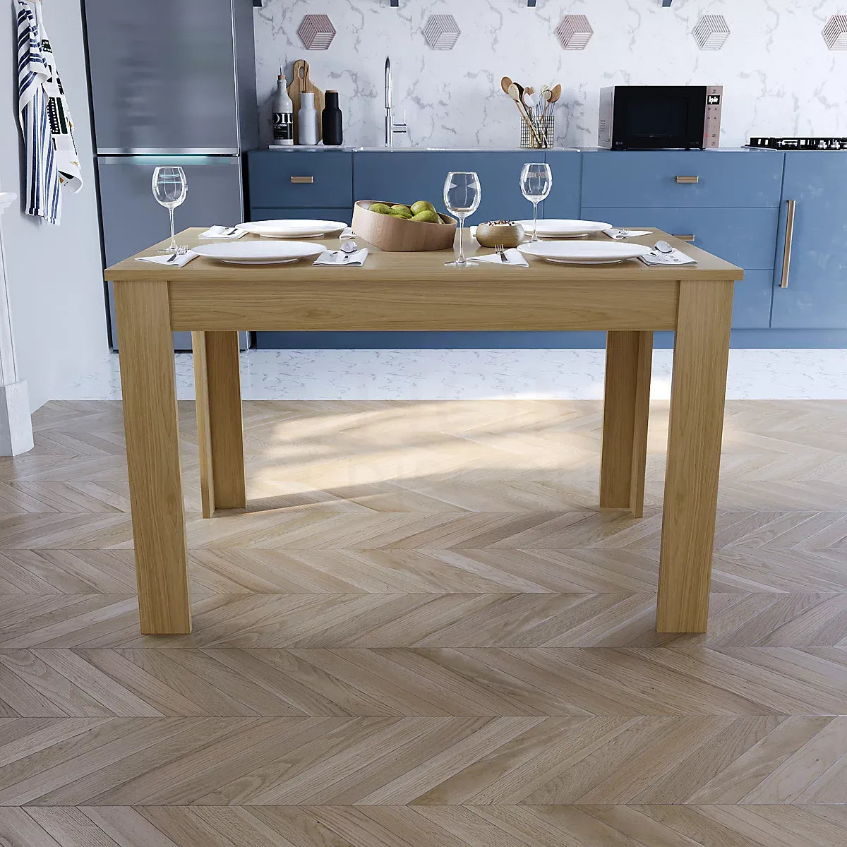Vida Designs Medina Oak 4 Seater Dining Table Sturdy Family-Furniture Kingdom